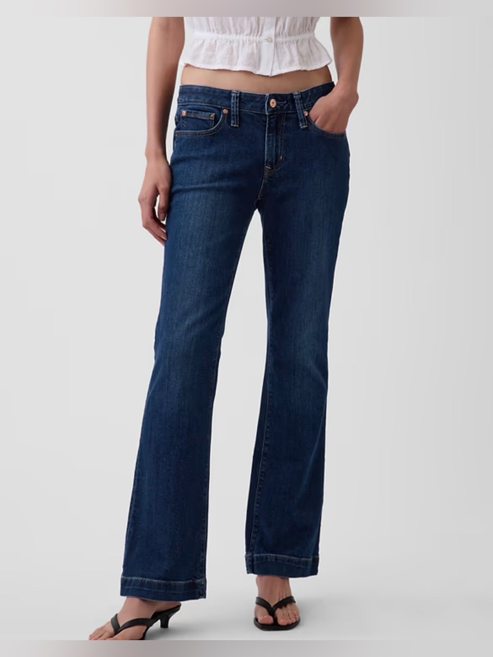 Women’s GAP Long & Lean Low Rise Bootcut Jeans Medium Dark Indigo Wash